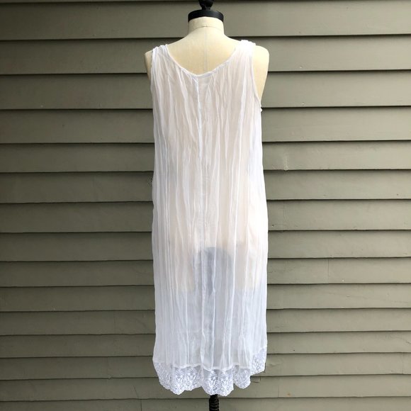 Vintage Ethereal Sheer Crinkle Slip Dress Overdress Underdress S/M - Picture 15 of 17